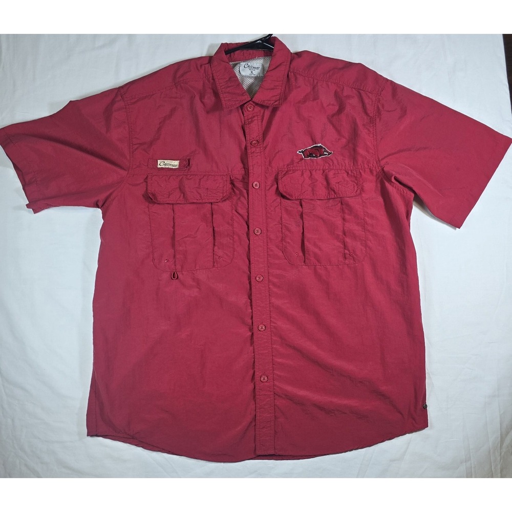 Chiliwear Arkansas Razor Backs Short Sleeve Button Shirt Size XL Red